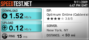 Optimum WiFi speed test at Speedtest.net