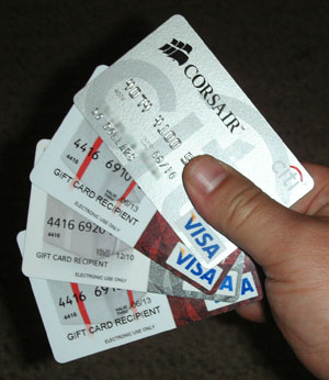 Handful of Visa cards.