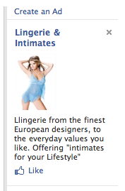 Facebook ad: Lingerie & Intimates