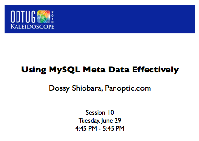 Using MySQL Meta Data Effectively - title slide thumbnail